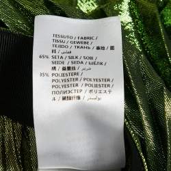 Pre Owned Gucci Metallic Green Lamé Silk Plisse Midi Skirt M