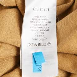 Pre Owned Gucci Brown GG Print Jersey Drawstring Pleated Midi Skirt M