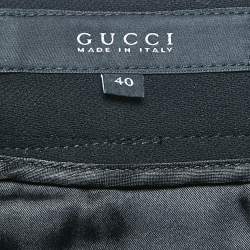 Pre Owned Gucci Black Wool Zip-Up Hem Detail Trousers S