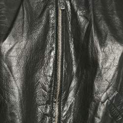 Pre Owned Gucci Black Genuine Leather Zip-Up Jacket S