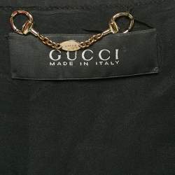 Pre Owned Gucci Black Genuine Leather Zip-Up Jacket S