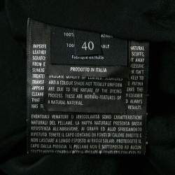 Pre Owned Gucci Black Genuine Leather Zip-Up Jacket S