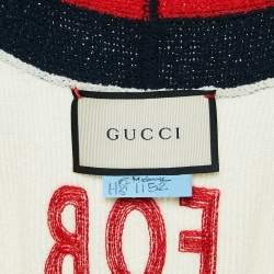 Gucci Cream Web Blind For Love Cotton Terry Tiger Embellished Cardigan M