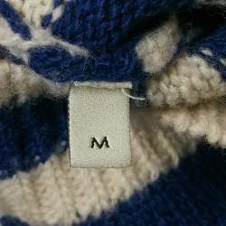 Pre Owned Gucci Blue/White Stripe Tiger Intarsia Wool Knit Jumper M