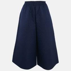 Pre Owned Gucci Navy Blue Quilted Crepe Culottes S 