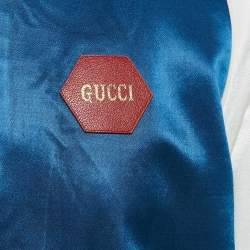 Gucci Blue Music is Mine Satin Varsity Jacket M