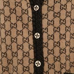 مملوكة مسبقًا Gucci Brown GG Supreme Wool Knit Cardigan XS
