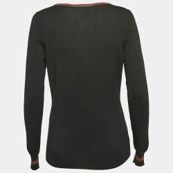 Gucci Black Equestrian Patch Knit Cardigan XS