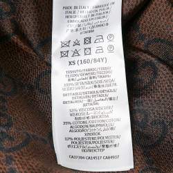 Pre Owned Gucci Brown GG Supreme Print Silk Zip-Up Jacket XS