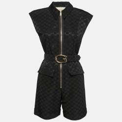 Gucci Black GG Supreme Jacquard Belted Playsuit S