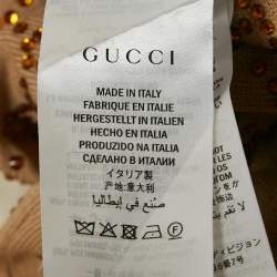 Pre Owned Gucci Beige GG Rhinestone Embellished Wool Knit Sweatshirt S