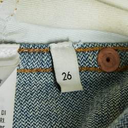 Gucci Blue Washed Denim Logo Patch Flared Jeans S Waist 26"
