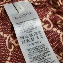 Pre Owned Gucci Burgundy GG Supreme Print Silk Joggers L