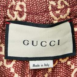 Pre Owned Gucci Burgundy GG Supreme Print Silk Joggers L