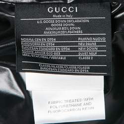 Pre Owned Gucci Black Nylon Hooded Equestrian Crest Down Jacket M