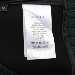Pre Owned Gucci Navy Blue Knit Crystal Embroidered Dragonfly Patch Sweater M