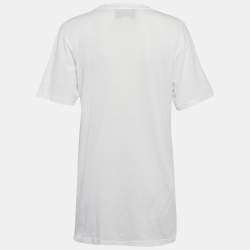 Pre Owned Gucci White Floral Embroidery Cotton Distressed T-Shirt XXS