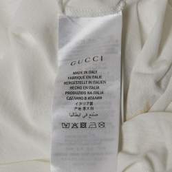 Pre Owned Gucci White Floral Embroidery Cotton Distressed T-Shirt XXS