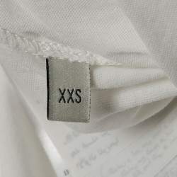 Pre Owned Gucci White Floral Embroidery Cotton Distressed T-Shirt XXS