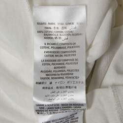 Pre Owned Gucci White Floral Embroidery Cotton Distressed T-Shirt XXS