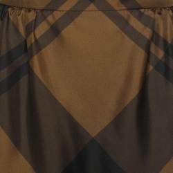 Gucci Brown Checkered Silk Midi Skirts M