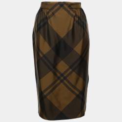 Gucci Brown Checkered Silk Midi Skirts M