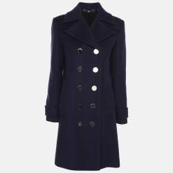 Gucci Navy Blue Wool Double Breasted Coat S