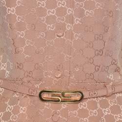 Pre Owned Gucci Pink GG Supreme Cotton Blend Belted Playsuit S