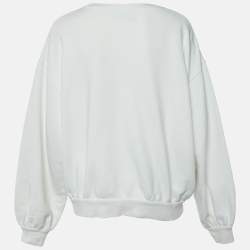 Pre Owned Gucci White Tennis Embroidered Cotton Knit Sweatshirt M