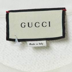 Pre Owned Gucci White Tennis Embroidered Cotton Knit Sweatshirt M