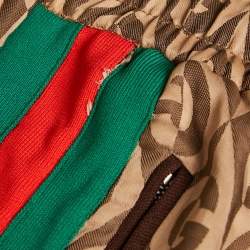 Pre Owned Gucci Brown Logo Jacquard Crepe Trackpants S