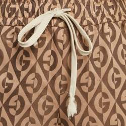Pre Owned Gucci Brown Logo Jacquard Crepe Trackpants S