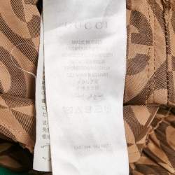 Pre Owned Gucci Brown Logo Jacquard Crepe Trackpants S
