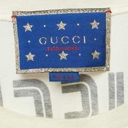 Pre Owned Gucci Cream  Elton John Printed Jersey T-Shirt M
