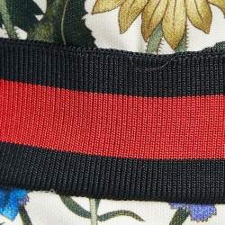 Pre Owned Gucci Floral Knit Print Zip Detail Ruffled Cap Sleeve Dress M