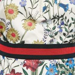 Pre Owned Gucci Floral Knit Print Zip Detail Ruffled Cap Sleeve Dress M