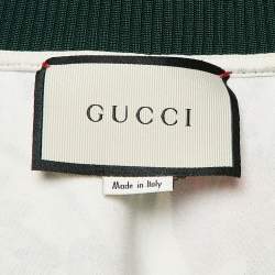 Pre Owned Gucci Floral Knit Print Zip Detail Ruffled Cap Sleeve Dress M