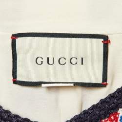 Gucci Cream GG Supreme Jacquard Tweed Coat L