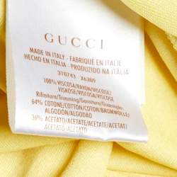 Gucci Yellow Jersey V-Neck Kaftan Dress S