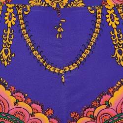 Gucci Purple Printed Silk Wide Leg Trousers M
