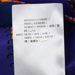 Gucci Purple Printed Silk Wide Leg Trousers M