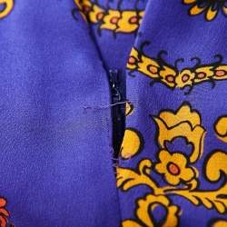 Gucci Purple Printed Silk Wide Leg Trousers M