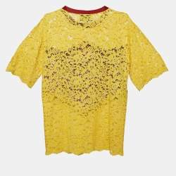Gucci Yellow/Red Modern Future Sequin and Lace Crew Neck T-Shirt M