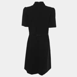Pre Owned Gucci Black Stretch Crepe Mock Neck Knee-Length Dress M