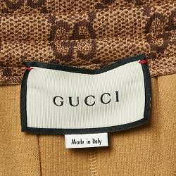 Pre Owned Gucci Brown GG Supreme Print Jersey Pleated Maxi Skirt M