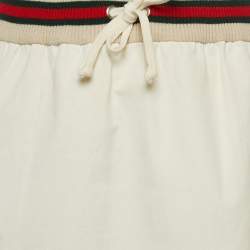 Gucci Cream Web Stripe Trim Cotton  Knee Length Skirt M