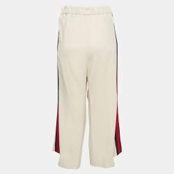 Gucci Cream Crepe Contrast Tape Detail Trousers L