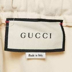 Gucci Cream Crepe Contrast Tape Detail Trousers L