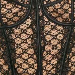 Gucci Black/Beige GG Lace Net Corset Crop Top M