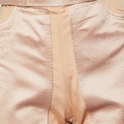 Pre Owned Gucci Nude Pink Silk Belt Detail Trousers M